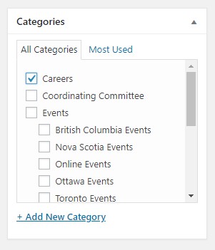 Careers category checkbox